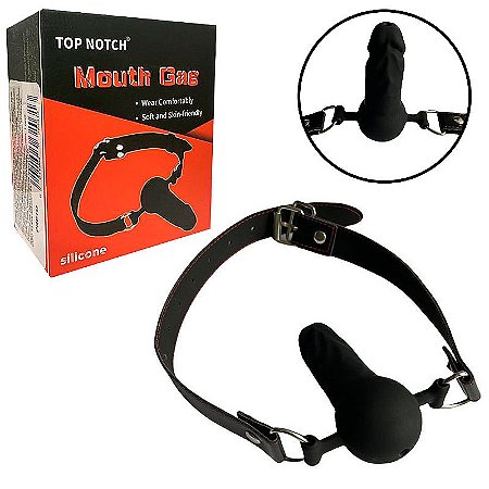 Mordaça com Formato de Pênis em Silicone