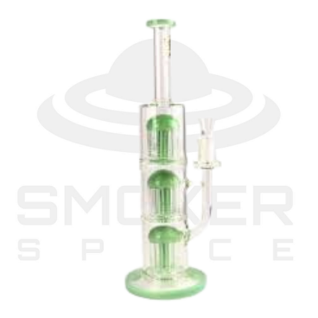 Bong de Vidro - Abduzido - Gold Line - Tree Curve 3 Milk Green -Grande