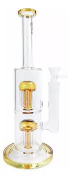 Bong de Vidro - Abduzido - Gold Line - Tree 2 Percolator Ambar - Grande