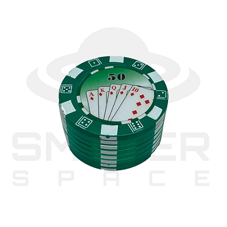 Dichavador De Metal 3 Partes Ficha Poker - Verde