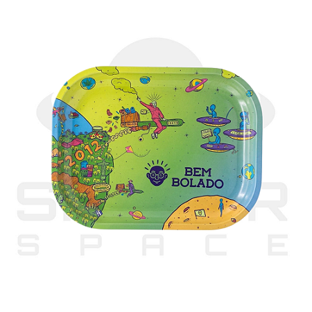 Bandeja Metal - Bem Bolado 18x14cm - Azul e Verde