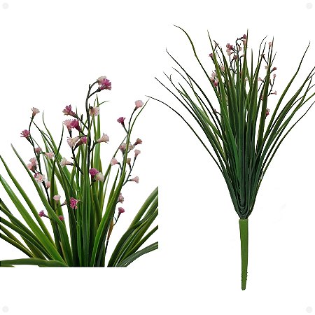 Buquê de Capim Com Mini Flores Artificial 42CM