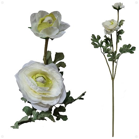 Ranúnculo Branco Artificial 60CM Kit com 12