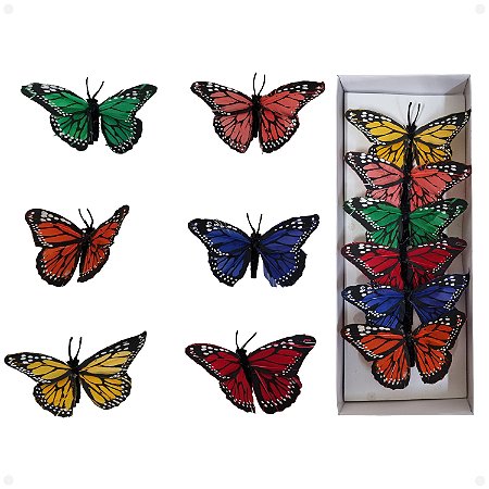 Borboleta Media Artificial Premium Kit Sortido Com 6