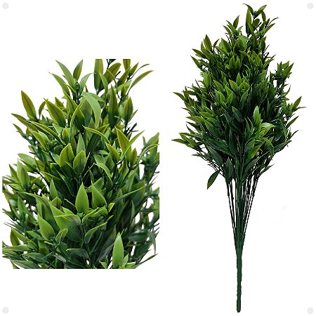 Buquê Verde Folhas de Chá Artificial Planta Jardim 50CM