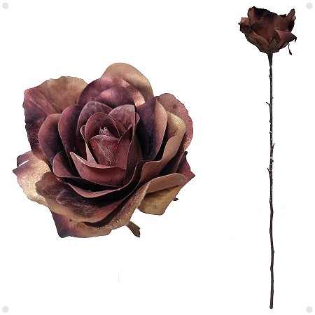 Rosa Metalizada Decor Luxo Artificial 65CM