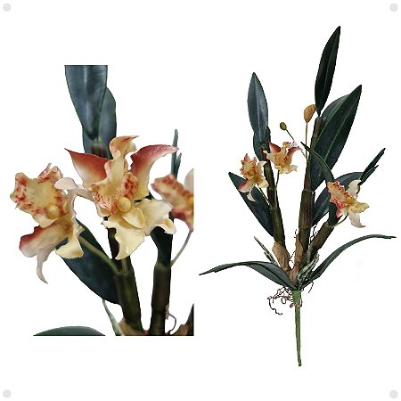 Orquídea Oncidio Oncidium Folhas Artificial Premium Pequena