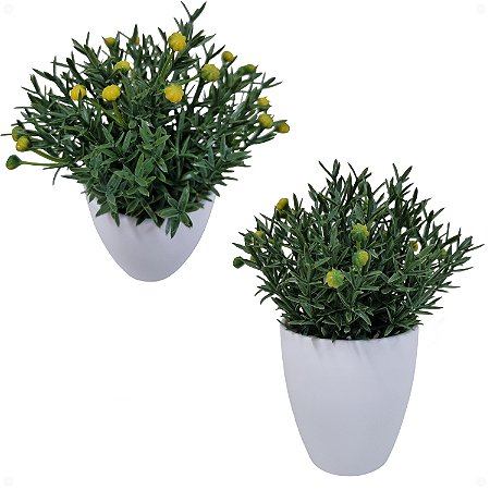 Mini Vaso Buquê de Folhas Artificiais Premium Conjunto