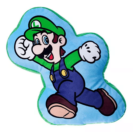 Almofada 3D Luigi Aveludada Oficial Super Mario Nintendo