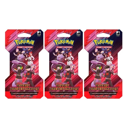 Kit com 3 Booster Unitário Escarlate e Violeta Rivais Predestinados Pokémon
