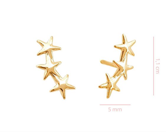 Ear Cuff Estrelas -  Banhado a Ouro