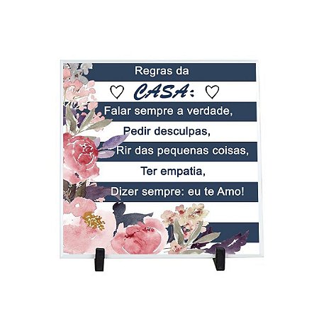 Azulejo Decorativo Personalizado Regras da Casa - 20x20cm 1pç