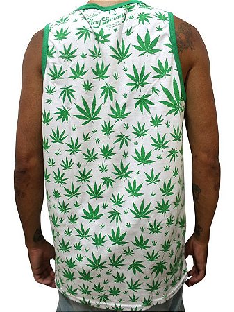 Camiseta Regata Cannabis Preta\Branca