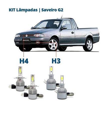 Kit Lampadas Super Led Saveiro Parati Gol G2 Farol Simples