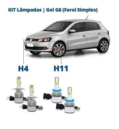 Kit Lampadas Super Led Gol Voyage G6 13/16 Farol simples