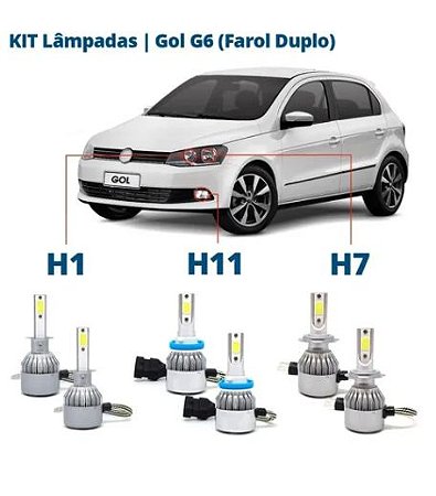 Kit Lampadas Super Led Gol Voyage G6 13/16 Farol Duplo