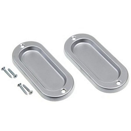 Concha de Sobrepor Cromada Para Porta de Correr Par 9 cm