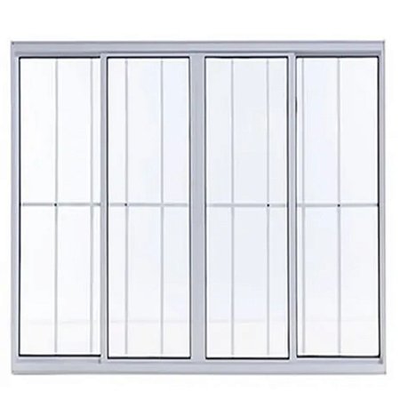 Janela de Alumínio com Grade 4 Folhas Branco 120 X 200 cm