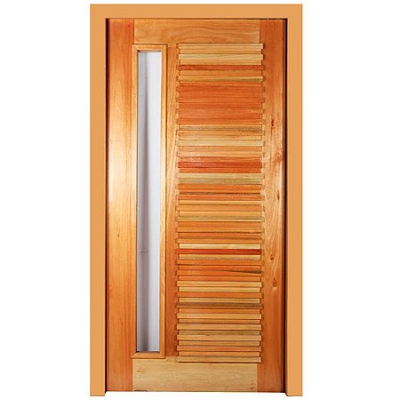 Porta Pivotante Ripada com visor, de Madeira Maciça 2.14 x 1.08 m