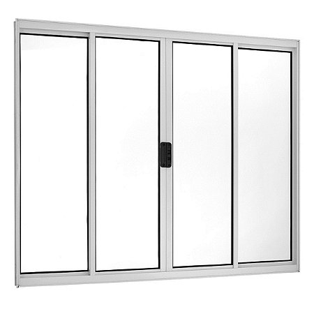 Janela de Alumínio Branco 4 Folhas Vidro Incolor