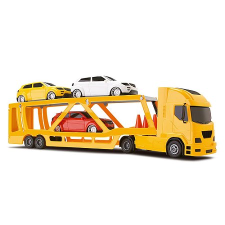 Carreta Cegonha Brinquedo Infantil Com Carros e Cone Silmar