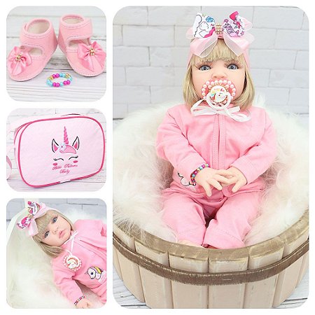 Boneca Bebe Reborn Recem Nascida Silicone Com Lindos Itens