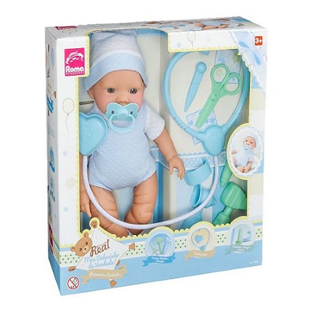 Roma Brinquedos Bebê Real Primeiros Cuidados C/ Acessórios