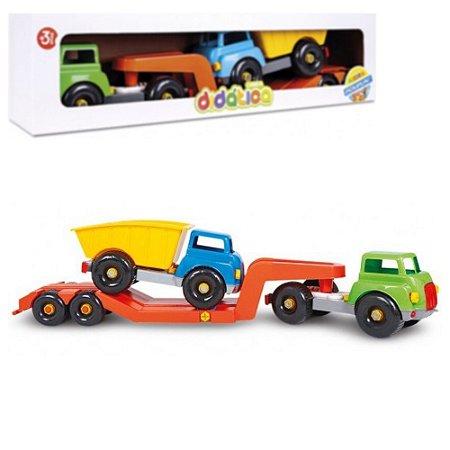 Kit 3 Carreta Cegonheira Caminhão Brinquedo Com 2 Carrinhos Cada Cegonheira