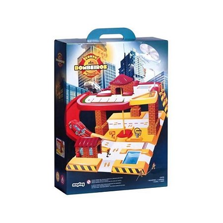 Pista Playset Infantil Posto Corpo de Bombeiros Carrinho e Helicóptero  Brinquedo Map Toys - Camilo's Variedades