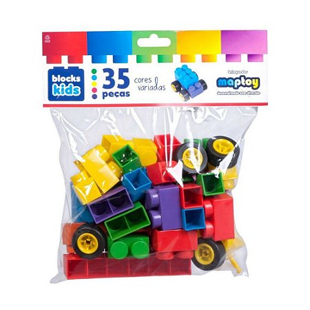 Brinquedo Interativo Blocks Kids Pacote 35 Peças de Encaixe