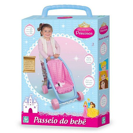Carrinho De Boneca Brinquedo Passeio Do Bebê Princesas Nig - ShopJJ -  Brinquedos, Bebe Reborn e Utilidades