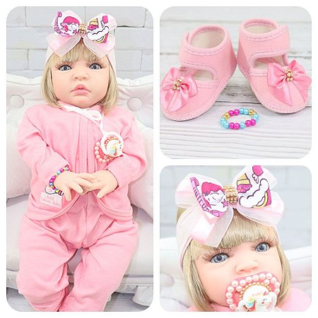 Boneca Bebê Reborn Princesa Morena Roupa Rosa 53cm - ShopJJ - Brinquedos, Bebe  Reborn e Utilidades