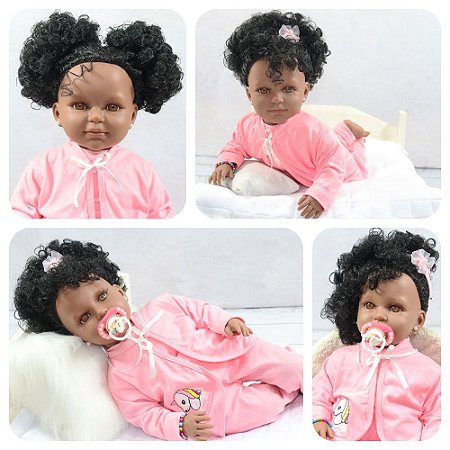 Boneca Bebê Reborn Menina Negra Realista Com Acessórios - ShopJJ -  Brinquedos, Bebe Reborn e Utilidades