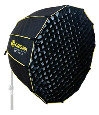 SOFTBOX PARABOLICO FLAT PACK 12 VARETAS GREIKA DIA. 120CMS - COM GRID