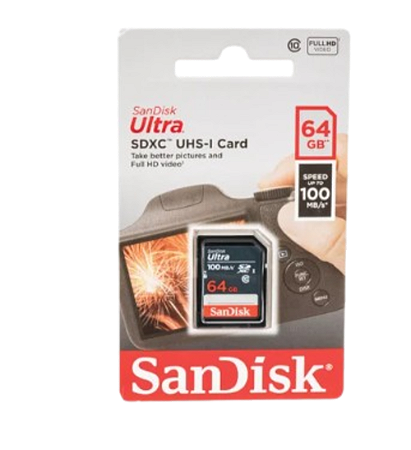 CARTÃO DE MEMORIA SD SANDISK ULTRA 64GB 100 MB/S