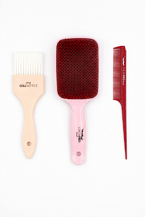 Kit Escova, Pincel e Pente para Mechas The Art