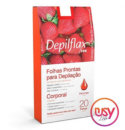 FOLHAS CORPORAIS DEPILFLAX MORANGO C/20 UN