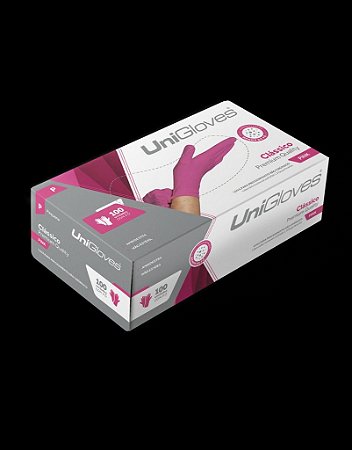 Luva de LÁTEX PINK CLASSICO com pó Unigloves com 100 Unid