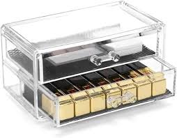 Organizador de Acrílico 2 gavetas  30,3 x 8,9 x 8,7