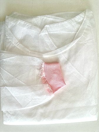 AVENTAL Desc. Manga Longa 20g TNT BRANCO C/Punho ROSA BB