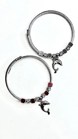 BRACELETE COM GOLFINHO PRATEADO