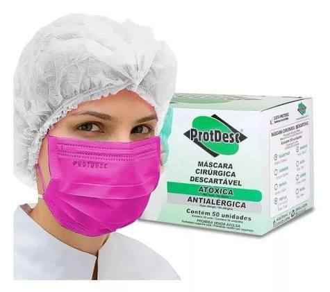 MÁSCARA DESCARTÁVEL PROTDESC 50UN - PINK