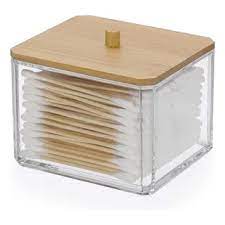 PORTA ALGODÃO QUADRADO DE ACRÍLICO COM TAMPA