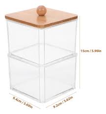 PORTA ALGODÃO QUADRADO DE ACRÍLICO COM TAMPA DUPLO