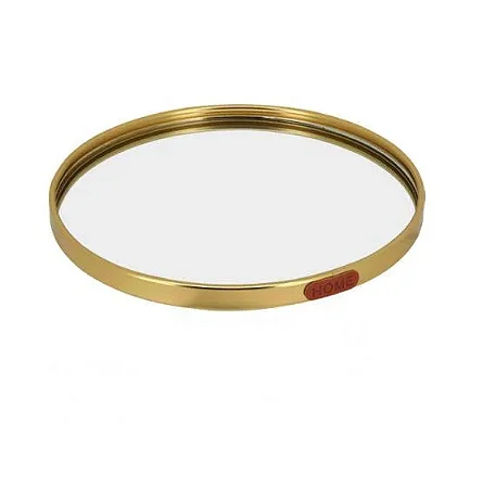 BANDEJA ESPELHADA REDONDA DOURADA 19,8cm x 1,5cm