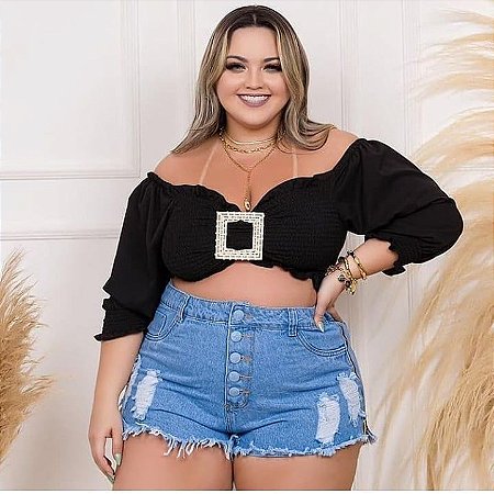 short jeans com ziper lateral