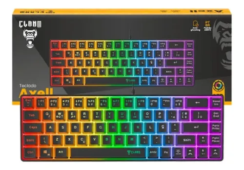 TECLADO COM FIO GAMER 65% AXELL MEMBRANA C/ SENSACAO MECANICO 13047- DOUBLE SHOT - CLANM