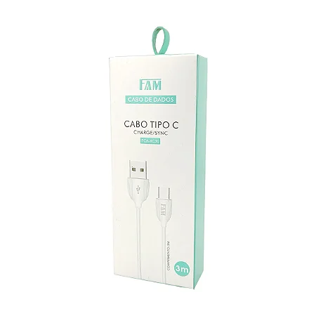 CABO DE DADOS USB PARA TIPO C COM 3M FCA-XC30 21037  3M FAM BRANCO/ PRETO