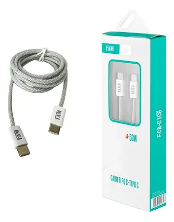 CABO DE DADOS TIPO C PARA TIPO C 1,2M FCA-C1C6 TECIDO 1,2m FAM