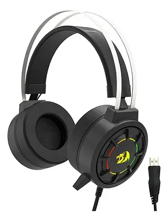 Fone de Ouvido com Fio Headset Gamer Redragon Grendel,USB ilum RGB e Microf. Omnidirecional Preto H314-RGB